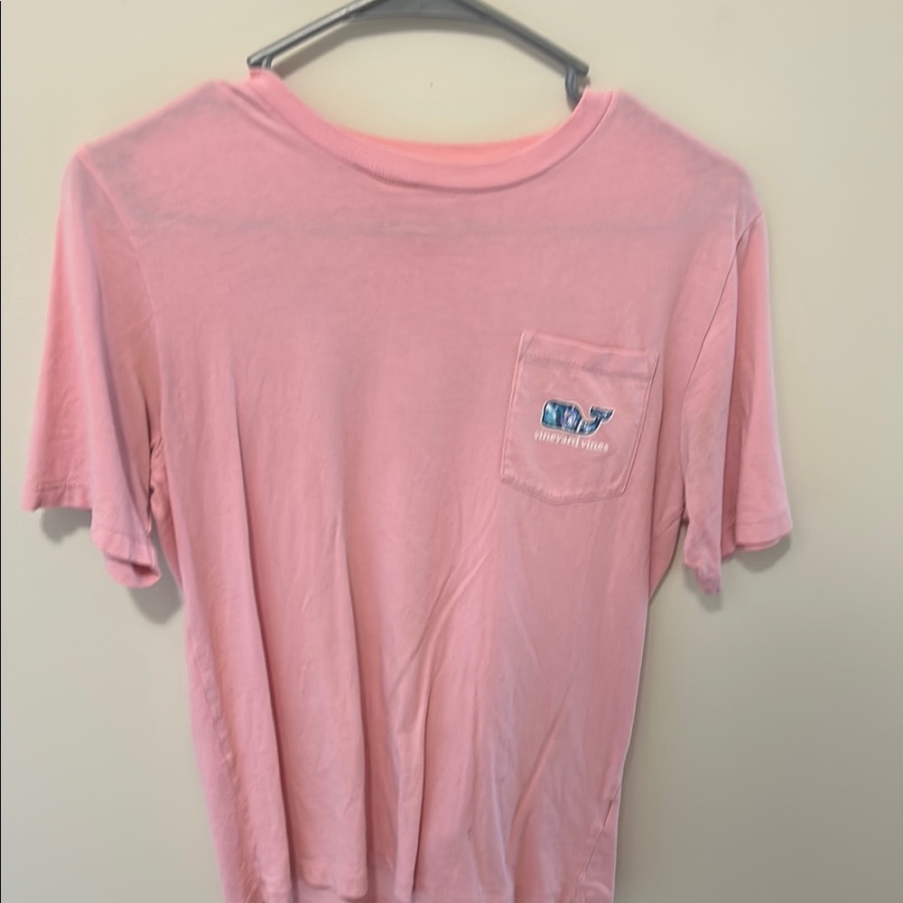 Pink Vineyard Vines T-Shirt with Pocket Logo